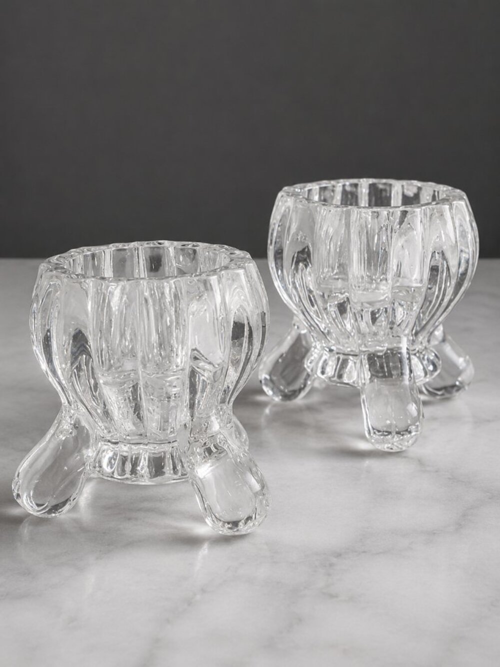 Vintage Jeannette Glass National #2200 Candlestick Holders Pair 1940s